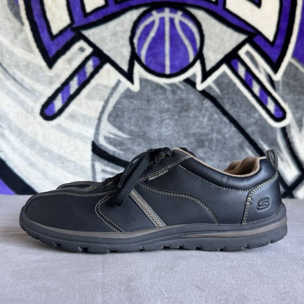 Size 12 - Skechers‎ Relaxed Fit Shoes Mens Black Brown Memory Foam Comfort 64224